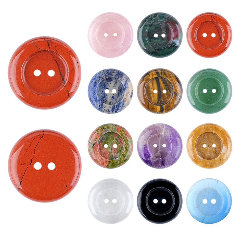 1pc 30mm Natural Stone Buttons Simple and Versatile DIY Sweaters Bags Clothing Accessories Round Natural Crystal Agate Buttons