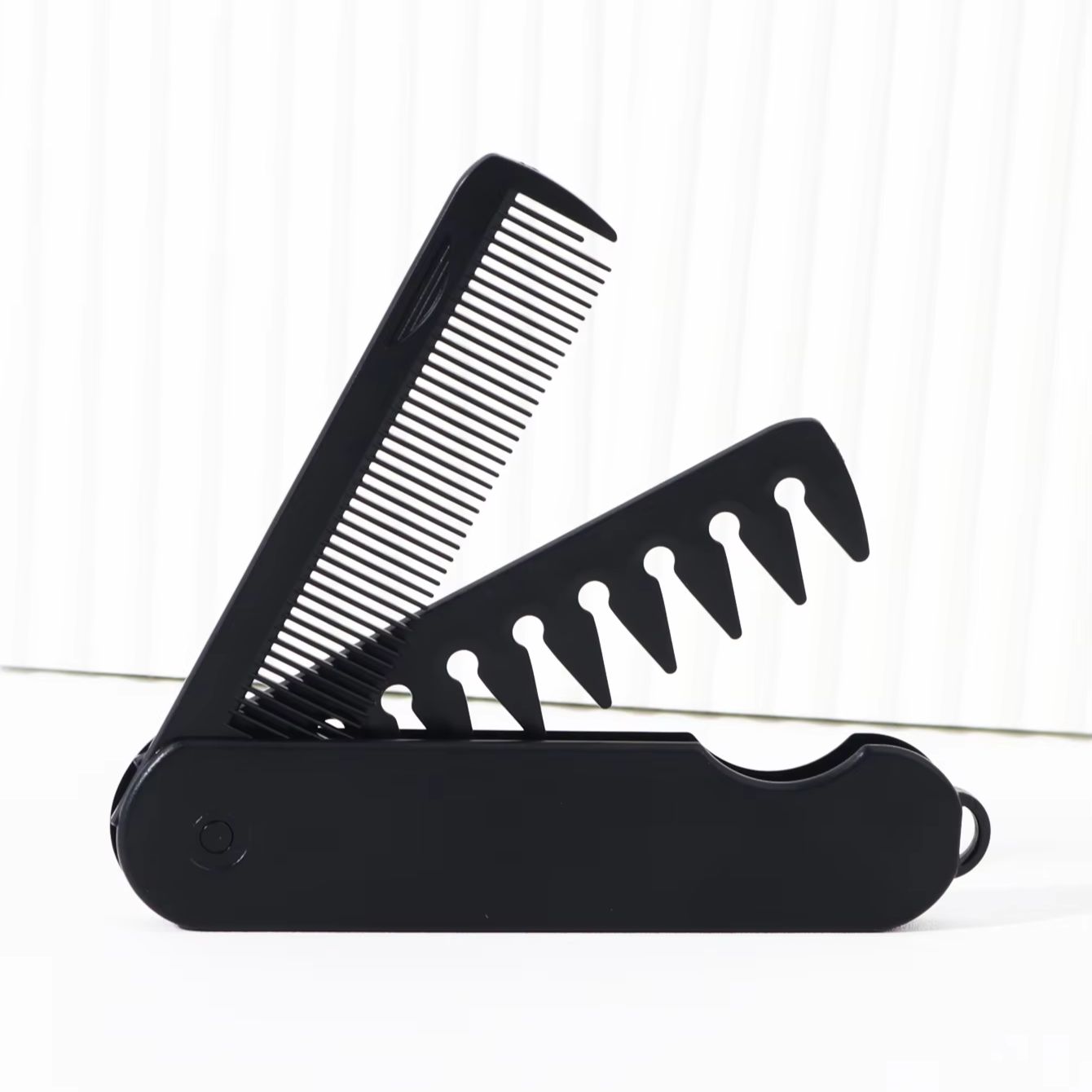 2-in-1 Folding Hair Comb, Beard Comb, Dual Tooth Design, Durable ABS Plastic Handle and Brush, Portable for Travel