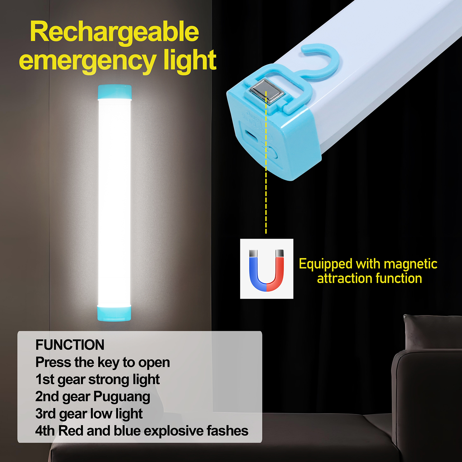 Rechargeable LED Camping Lantern Flashlight with Powerful Portable Light Magnetic Base for Outdoor Tent Work