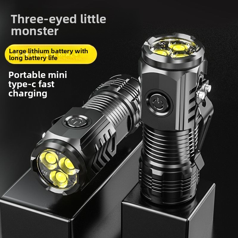 LED High-Intensity Flashlight Rechargeable Multi-Function Long-Range Portable Outdoor Mini Flashlight Cap Clip Light 1000 Meters