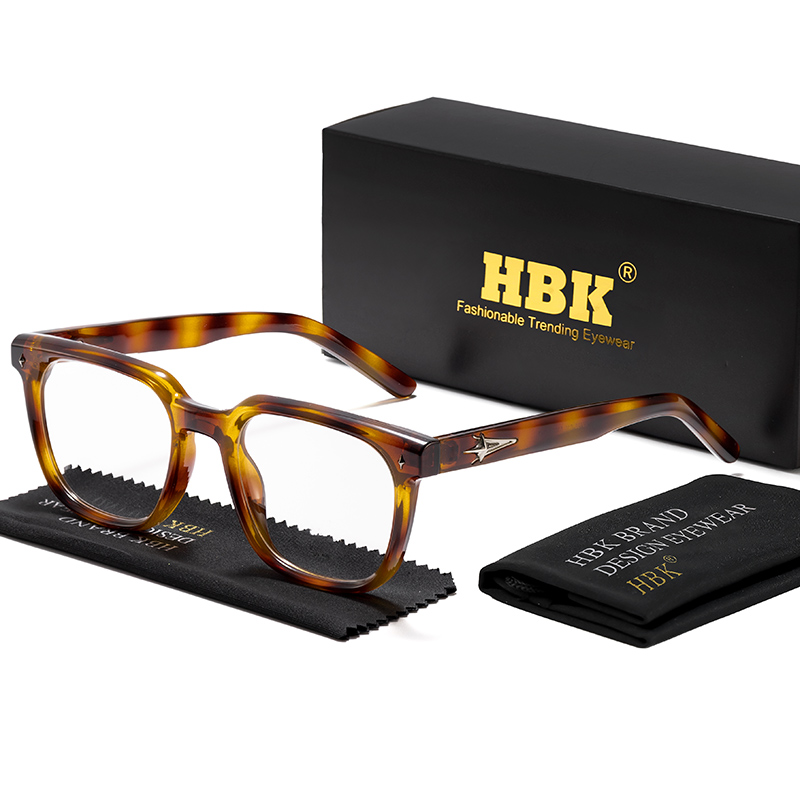 HBK Vintage Men's Eyeglass Frames High Quality TR90 Versatile Square Optical Frames Anti Blue Light Women Reading Daily Wear