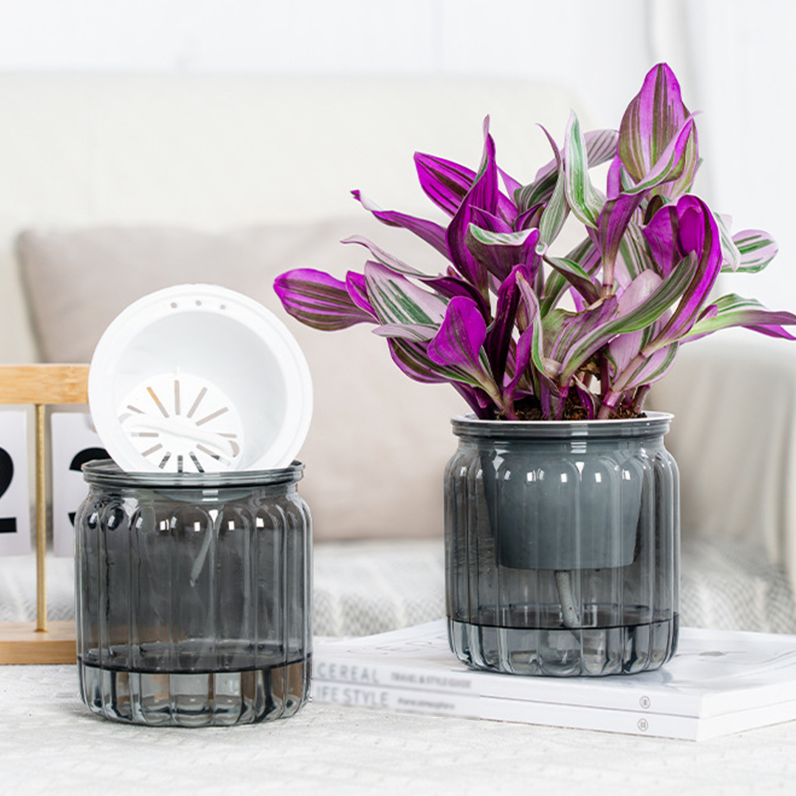 Water Absorbing Plant Pots Large Capacity Efficient Water Absorption Plant Pots for Home Apartment Office Decor