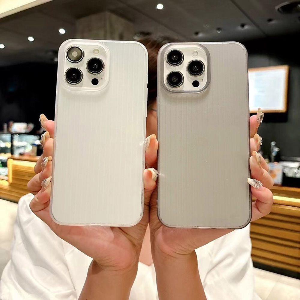 Luxury Clear Color Corrugated Pattern Stripe Phone Case For iPhone 17 16 15 14 17 Pro Max Soft Silicone Matte Anti-drop Cover