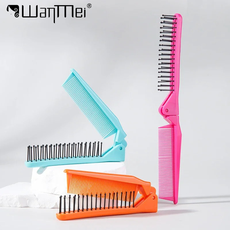 1pcs Detangling Mini Hair Brush Folding Dual-use Comb Portable Foldable Straight Roll Hairbrush Beauty Styling Accessories