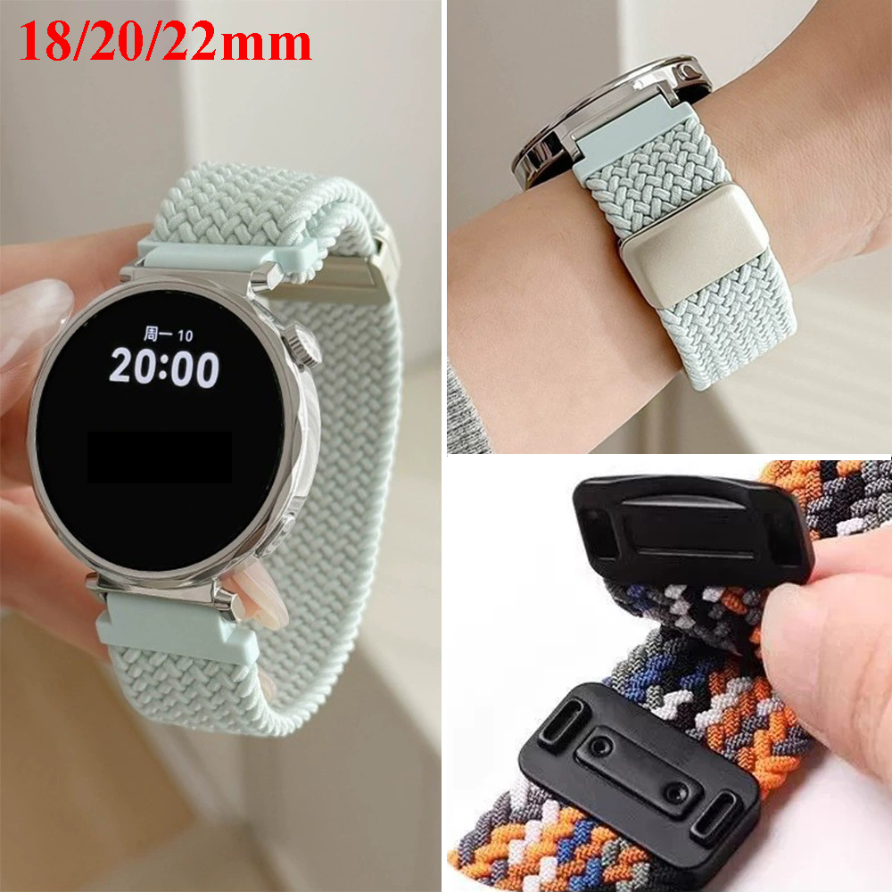 18mm 20mm 22mm Magnetic Bracelet for Watch GT 6 Pro GT5 GT4 41mm 46mm Watch 7/6/5/4/3 Braided Nylon Strap