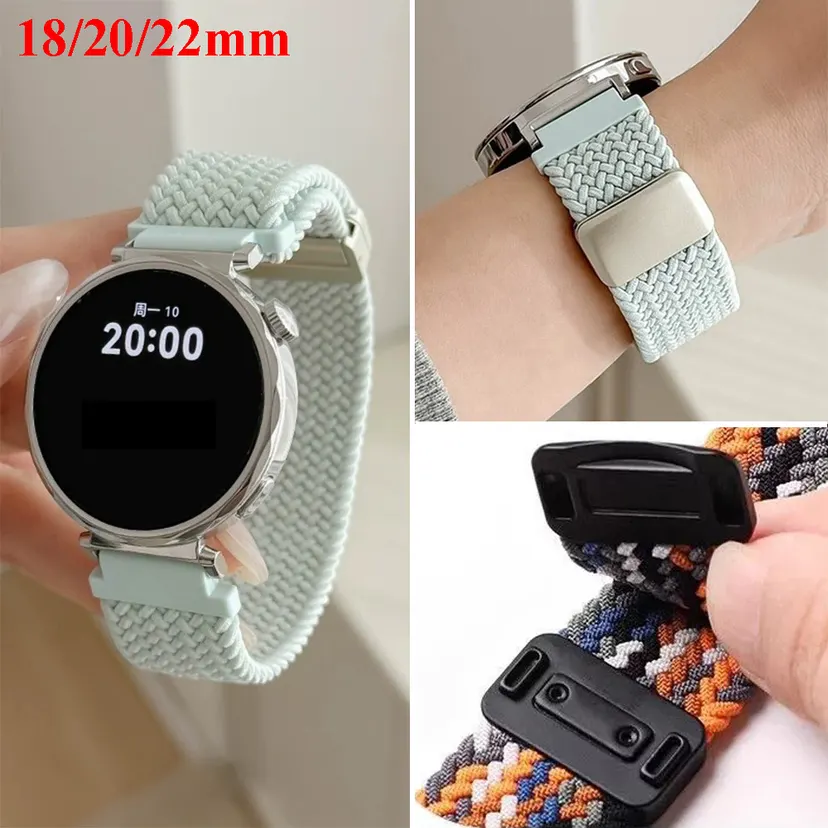 18mm 20mm 22mm Magnetic Bracelet for Watch GT 6 Pro GT5 GT4 41mm 46mm Watch 7/6/5/4/3 Braided Nylon Strap