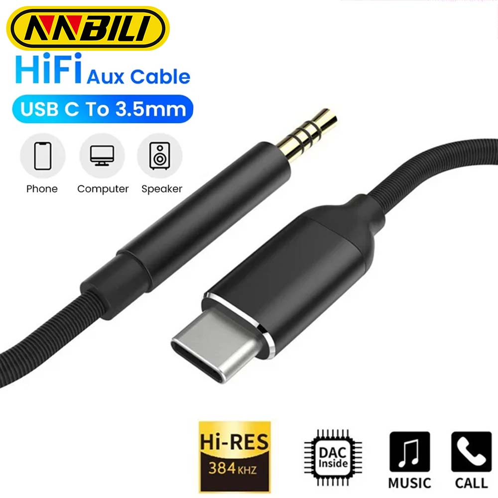 NNBILI Usb Type C To 3.5mm Aux Audio Cable Headset Speaker Headphone Jack Adapter Car Aux for S20 S21 PIus Ultra Tab S7