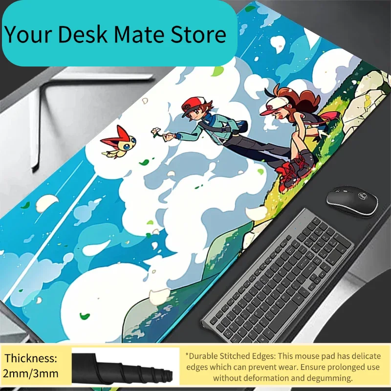Boys Office Pokemon Keyboard Pads Leather Mouse Pad Gaming Anime PC Mousepad Pikachu Laptop Extended Desktop Mat for Best
