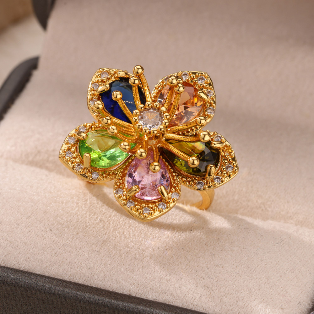 Zircon Crown Rings For Women Men Gold Color Open Adjustable Promise Stainless Steel Ring Wedding Female Luxury Jewelry Bague
