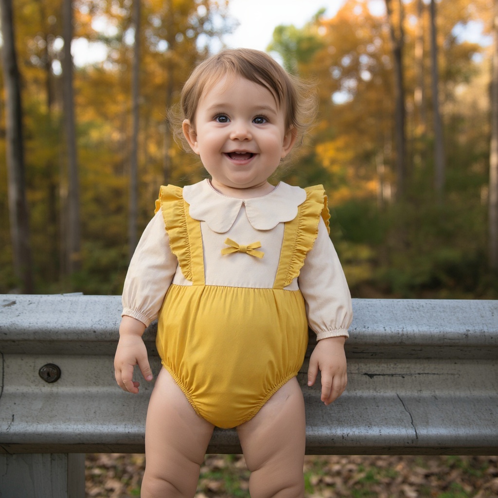Sanlutoz Princess Baby Girls Cotton Bodysuits Long Sleeves Cute Little Bow Clothing