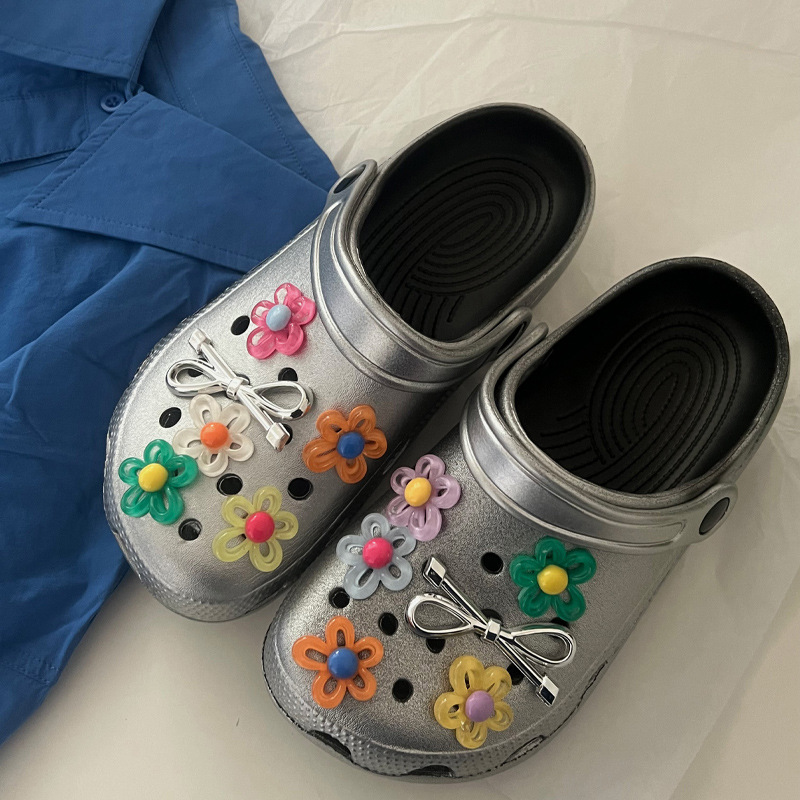 New Jelly Flower Charms for Summer Sandals & Slippers Dopamine DIY Shoe Accessories Cute Decorations For Women Girls