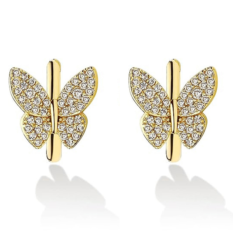 Huitan Simple Stylish Butterfly Shaped Stud Earrings Women Romantic Accessories for Wedding Party Fashion Jewelry 2021 New