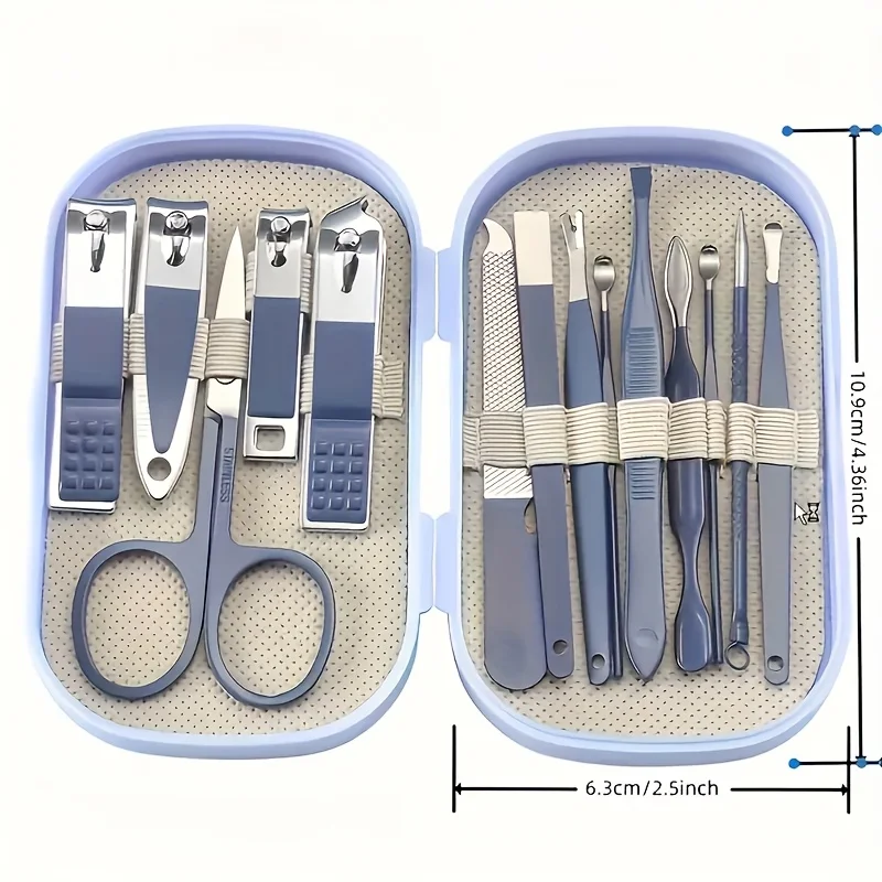 14pcs Stainless Steel Nail & Foot Care Kit with Cuticle Nipper, Portable Boxed Set Stainless Steel Manicure Tools Nail Clipper