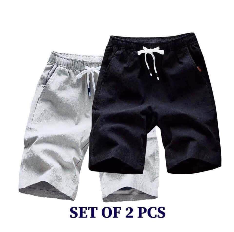 Men’s summer fine cotton casual shorts (set of 2)