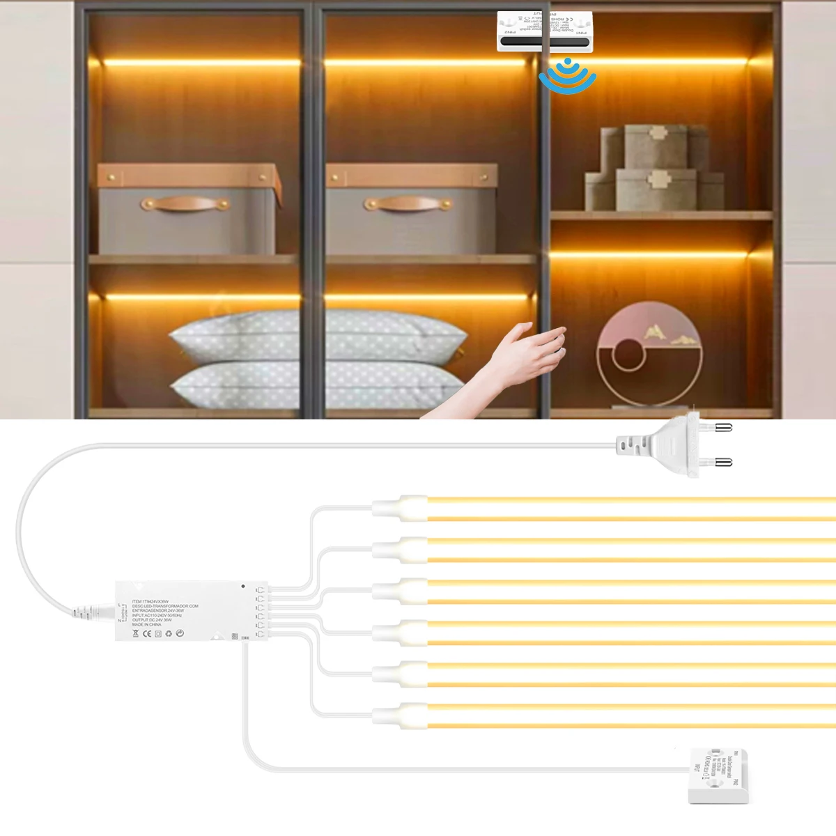 Smart Cabinet Door Opening Sensor COB Neon LED Strip Light,LIGHT TURNS ON WHEN DOOR IS OPENED,DC24V Ngiht Lamp For Cupboard lightify