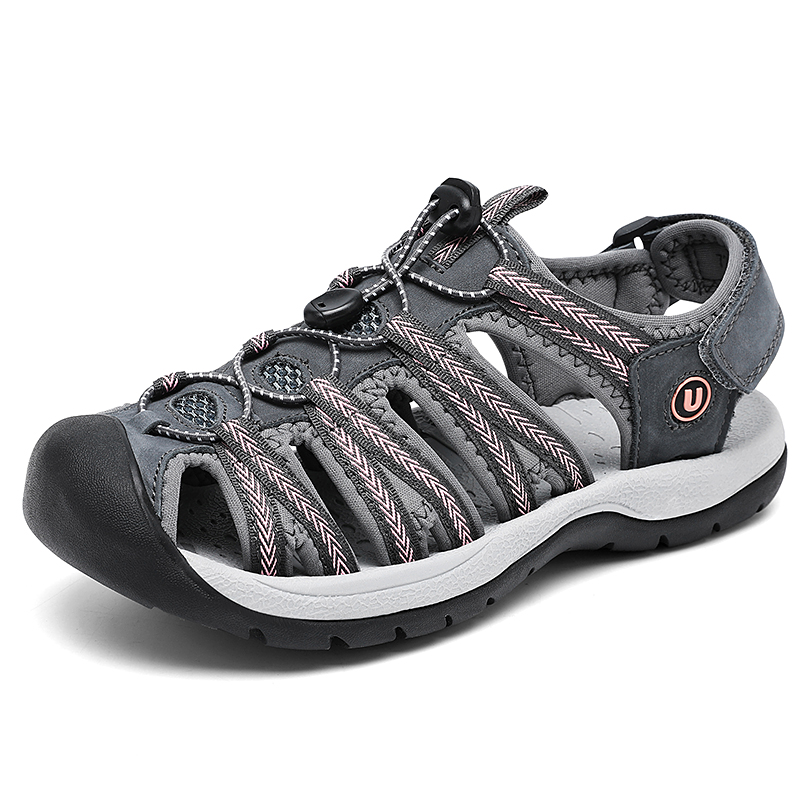 New Summer Genuine Leather Women's Sandals Fashion Design Women Sneakers Soft Bottom Outdoor Women Beach Sandals Big Size 42