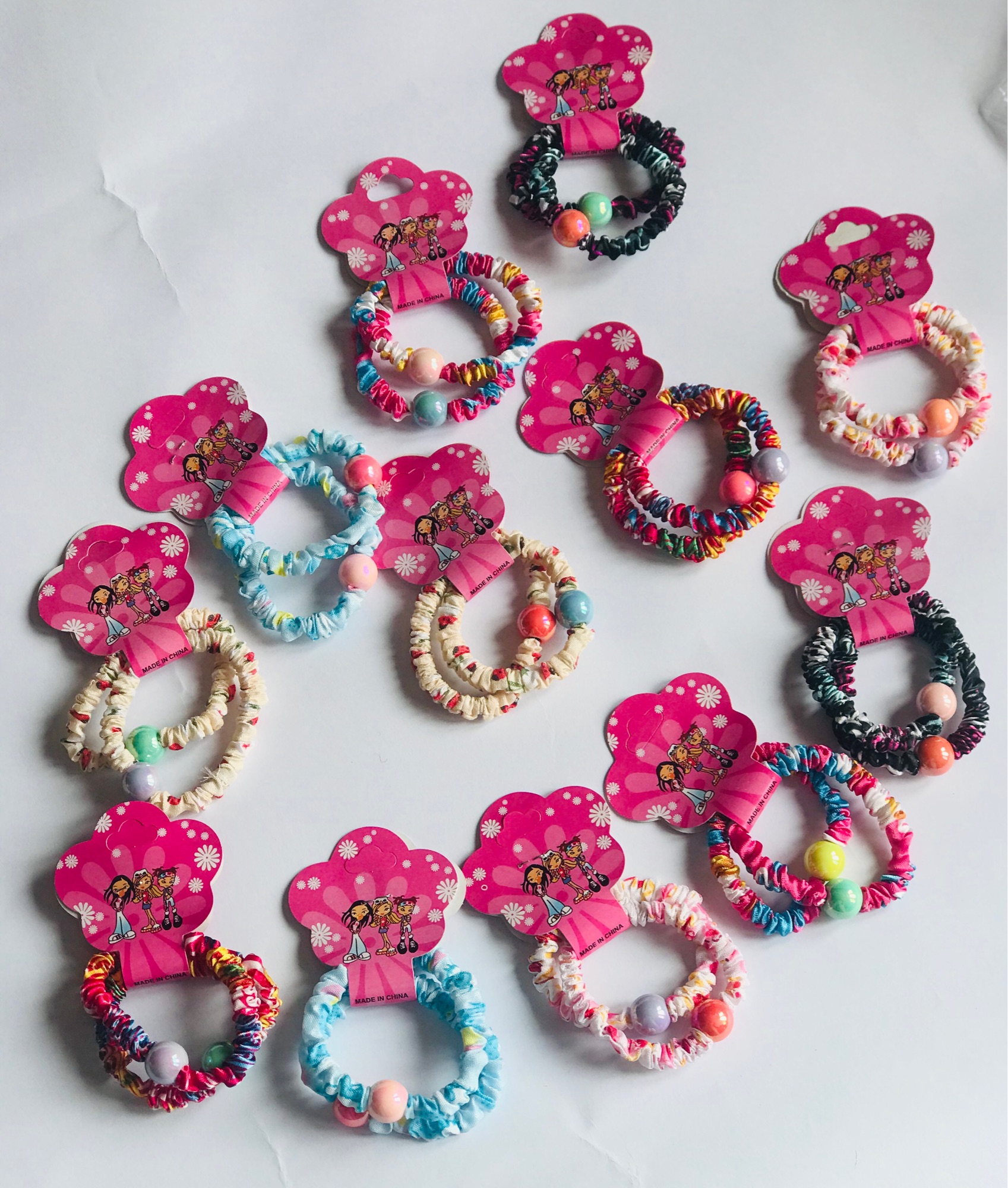 Cotton Floral Elastic Rubber 2 Pcs Set For Girls