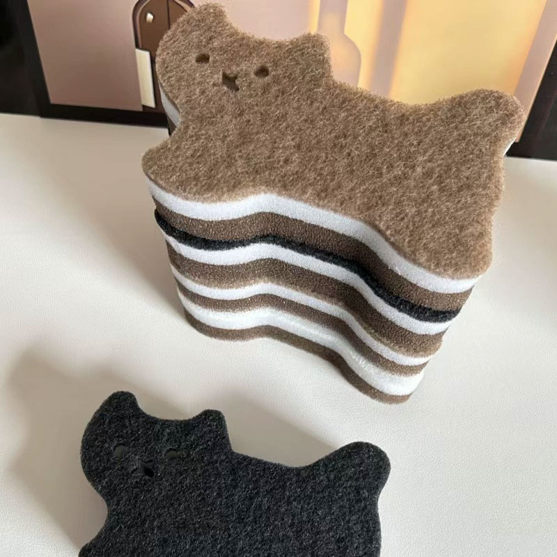 3-Piece Cat Sponge Set, Cleaning Sponge Set, Suitable for Kitchen and Car Cleaning, Multi-Color Random Selection