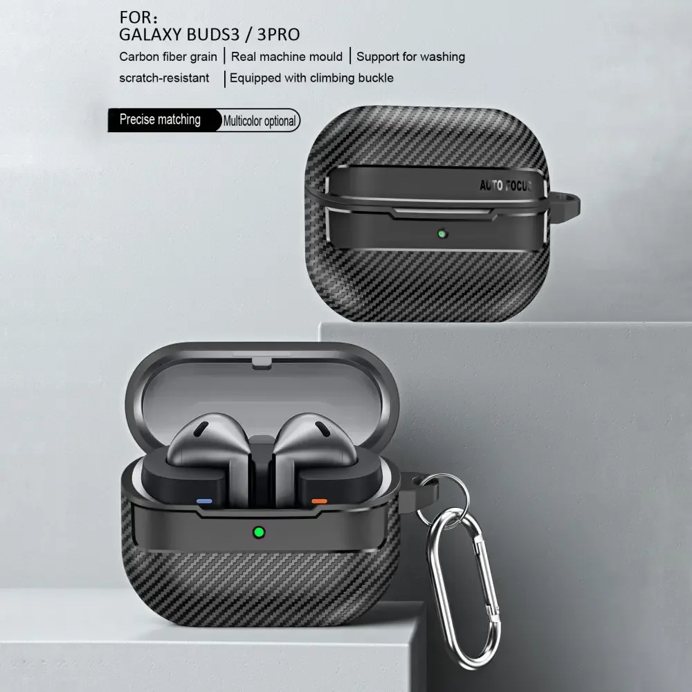 Shockproof Earphone Case for Buds 3 Buds3 Pro Cover Carbon Fiber Texture Shell Soft Silicon Bag Coques