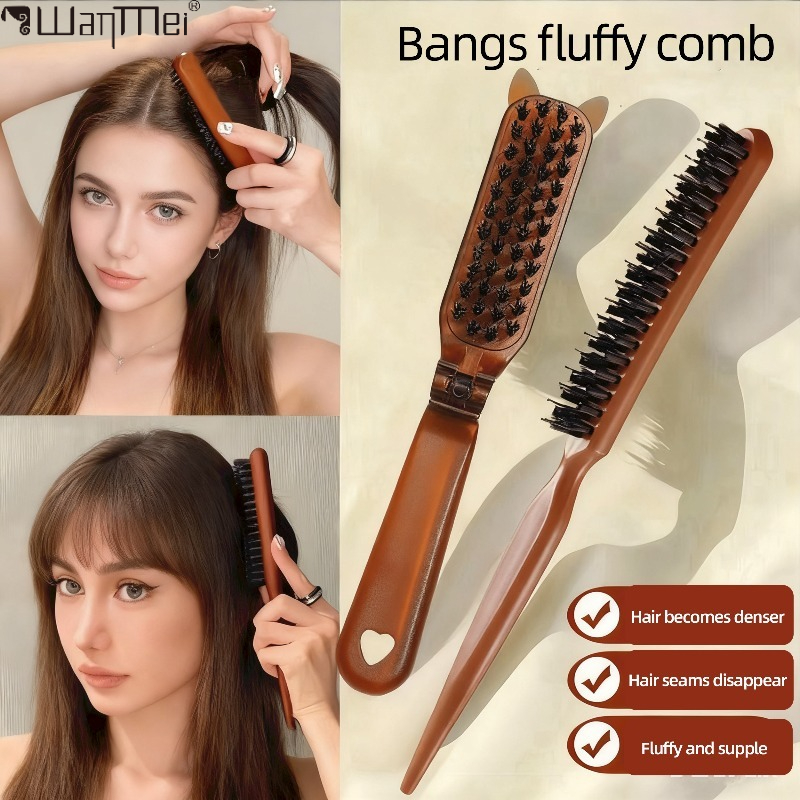 Professional Folding 2-in-1 Travel Hair Comb Set Boar Bristle and Nylon Mix Detangling Curly Hair Scalp Massage Styling Tools