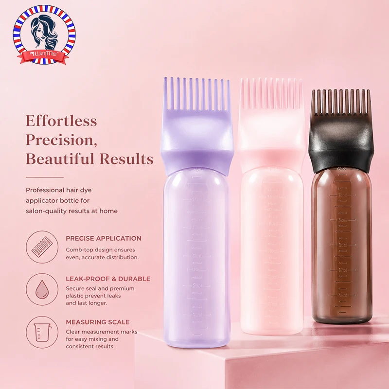 120ml 4.06oz Hair Dyeing Bottle Squeeze Applicator Bottle Oil Plastic Hair Dye Bottle Hair Coloring Hairdressing Styling Tool