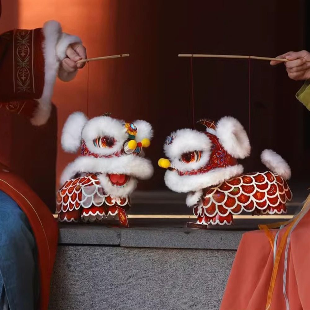 Handmade Lion Dance Lantern Chinese Style Traditional DIY Material Package Portable Year of The Horse New Year Lantern