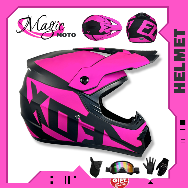 Kids Motocross Helmet Full-Face Kit - DOT & ECE Certified Motorcycle Helmet + Off-Road Goggles + Protective Gloves