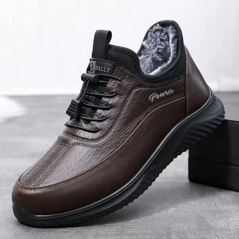 Men's Boots for Outdoor 2025 Winter Fashion Non-slip Leather Cotton Shoes Men's Thickened Leather Waterproof Casual Snow Boots