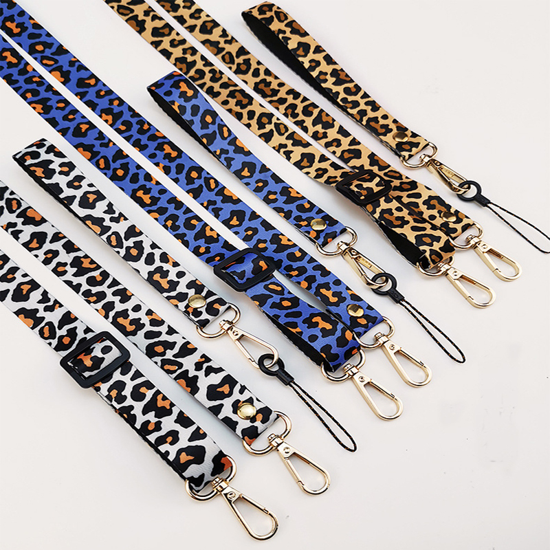 Universal Adjustable Long Phone Lanyard With Leopard Print Short Wrist Strap Smple and Stylish Diagonally Apanning Prevent Loss