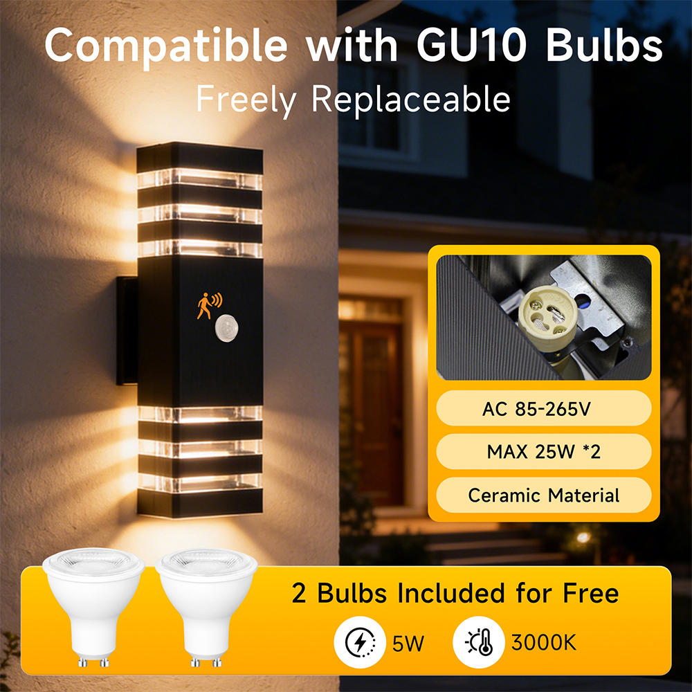 Body Motion Sensor Wall Light Waterproof Sconce Up Down Glowing Lamps Outdoor LED Wall Garden Yard Induction Corridor Wall Lamp