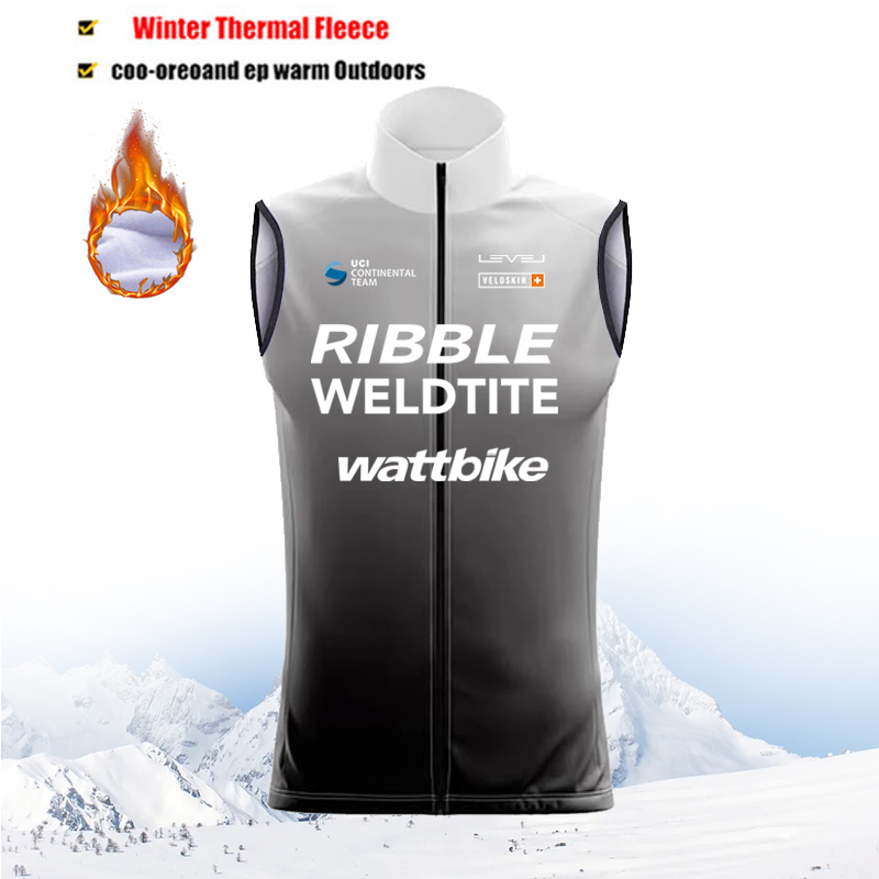 2026 Winter Fleece Thermal Cycling Vest Windproof Pro Team Bike Jacket Sleeveless Back Pockets for Men and Women