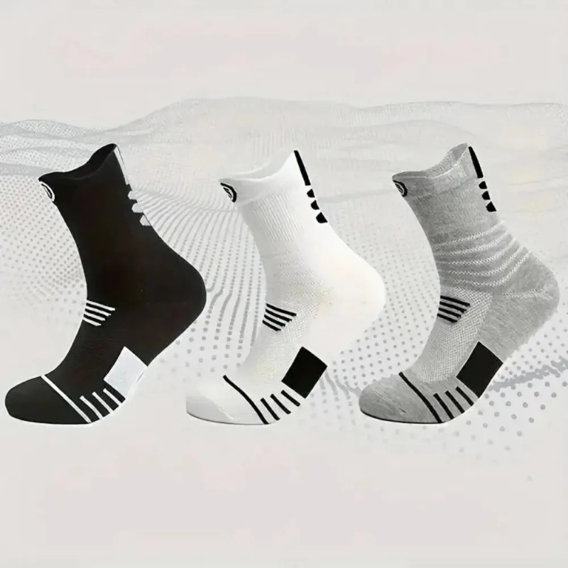 3 Pairs Men's Performance Athletic Crew Socks Comfort Fit Cushion Breathable Socks for Outdoor Running Hiking Sports