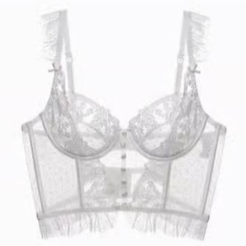 French Lingerie Set Women Ultra Thin See Through Embroidery Lace Bra & Thong Push Up Underwear Shaping Camisole Set MOYISU