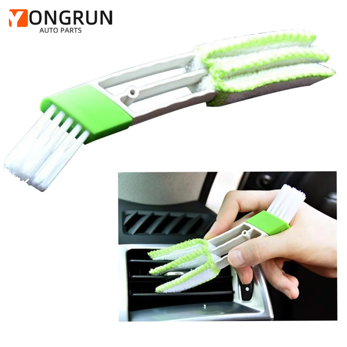YONGRUN 1/3/5pcs Car Air Conditioning Vent Brush Interior Cleaning Brush Small Green Brush Double Head Brush Car Accessories