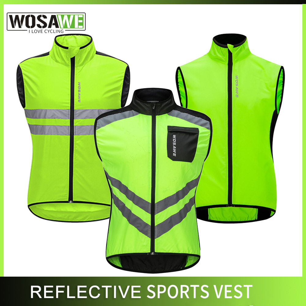 WOSAWE Cycling Night Reflective Vests Men Sleeveless Sports Vest Ropa Ciclismo Jersey Gilet MTB Road Bike Wear Bicycle Clothing