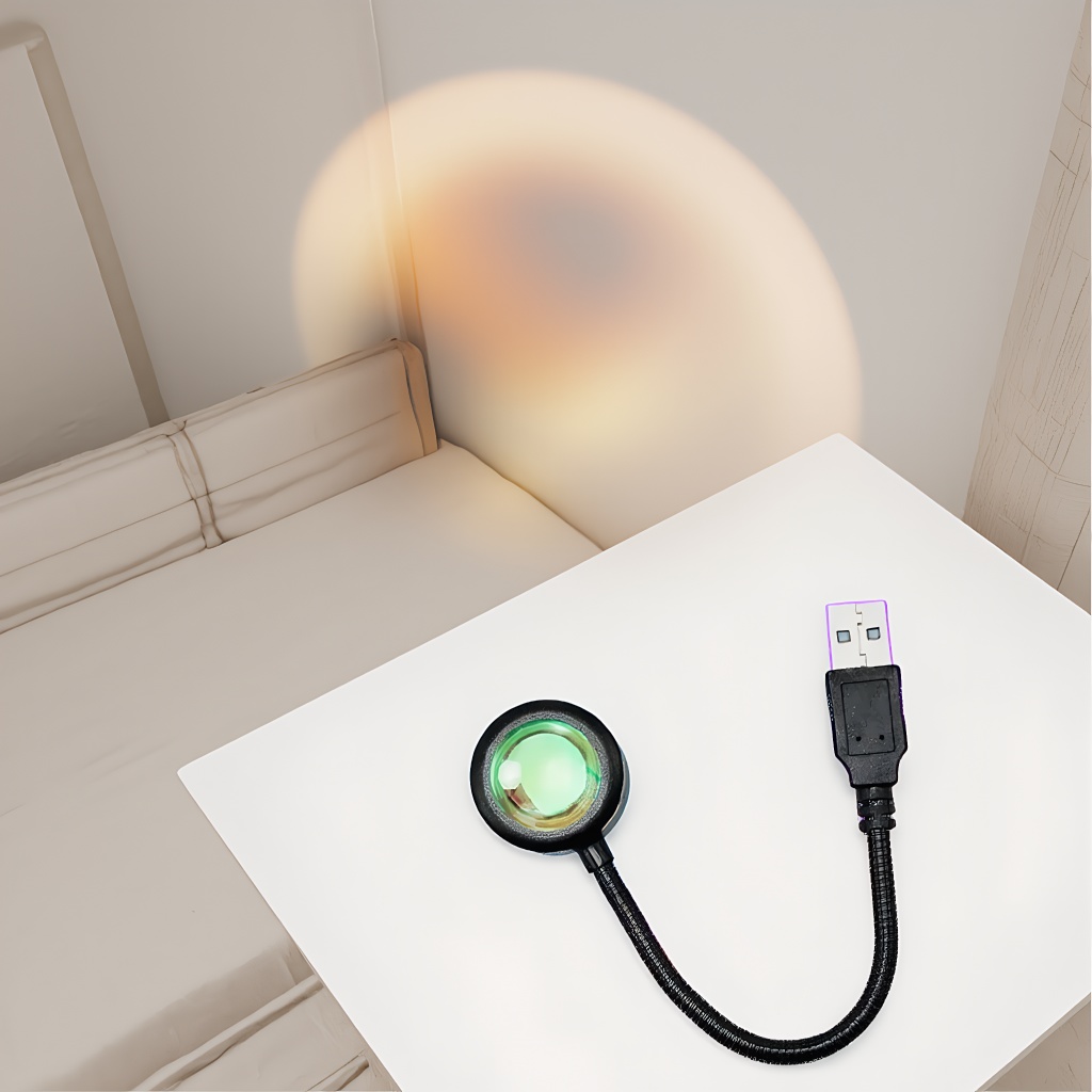 USB Sunset Night Light Projector, Romantic Neon Atmosphere Lamp for Home Bed