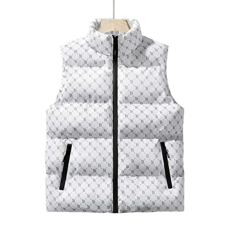 2025 Men's down Cotton Vest Autumn Winter New Style Youth Shoulder Warm Outerwear Men's Tank Top Vest Jacket