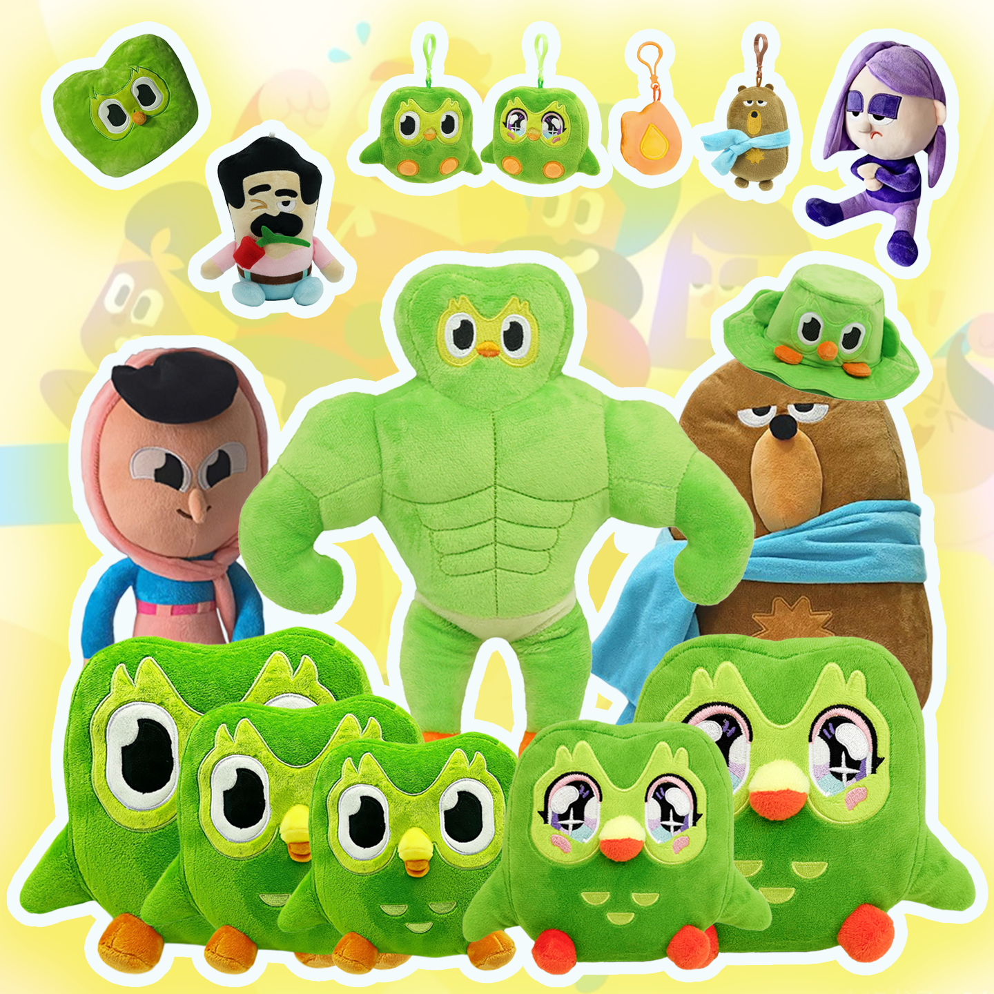 New Kawaii Green Owl Plush Toys Cute BuffDuo Stuffed Dolls Animals Scarf Bear Stuffed Toy Room Cushion Birthday