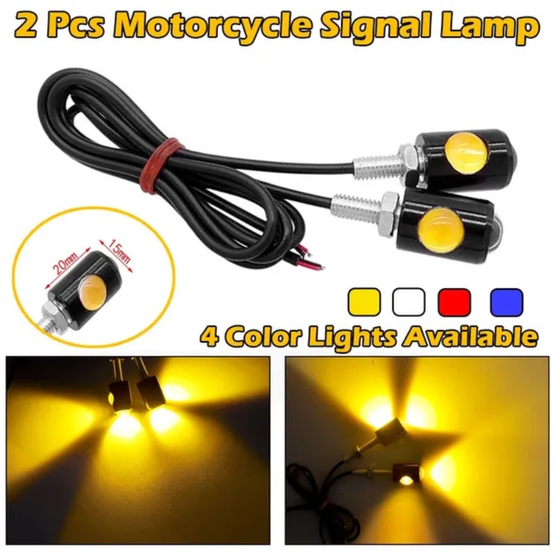 2 Pcs LED Motorcycle Signal Lamp Super Bright LED Car Number License Plate Bolt Screw Tail Rear Light Brake Fog Lamp Bulb