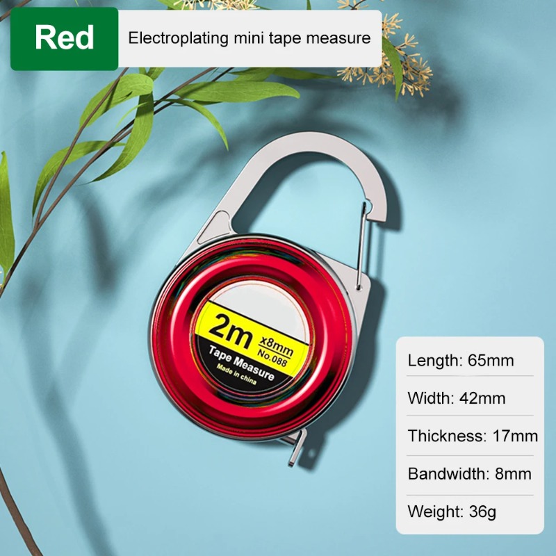2m Small Steel Ruler Multipurpose Gift Ruler Mini Keychain Tape Measure Compact Measuring Tool For Home & Office