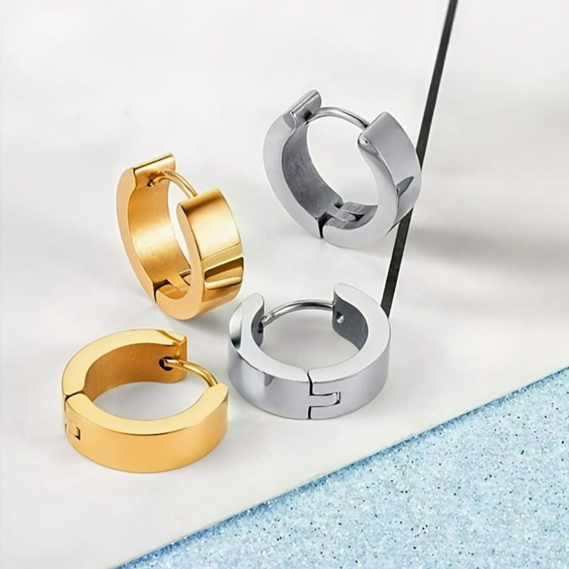 1 Pair Minimalist Circular Earrings for Men And Women Trendy Curved Design Made of Stainless Steel Fashionable Hoop Earrings