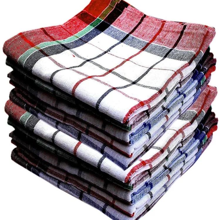 6 Pcs Black Check Design Cotton Kitchen Dish Towel Multipurpose Cleaning Cloth Napkin - 6 Pieces