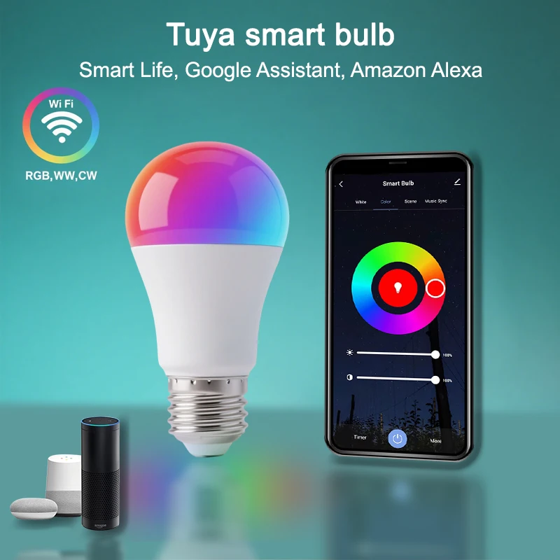 Tuya Smart WiFi LED Light Bulbs 85-265V 9W 12W Alexa LED Lamp RGB Smart Life APP Google Assisatnt Voice Control lightify
