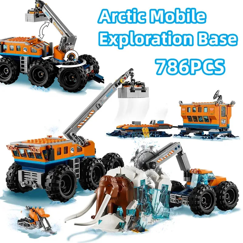 Compatible with City series building blocks 60195 Arctic mobile exploration base crane car MOC toys children's s