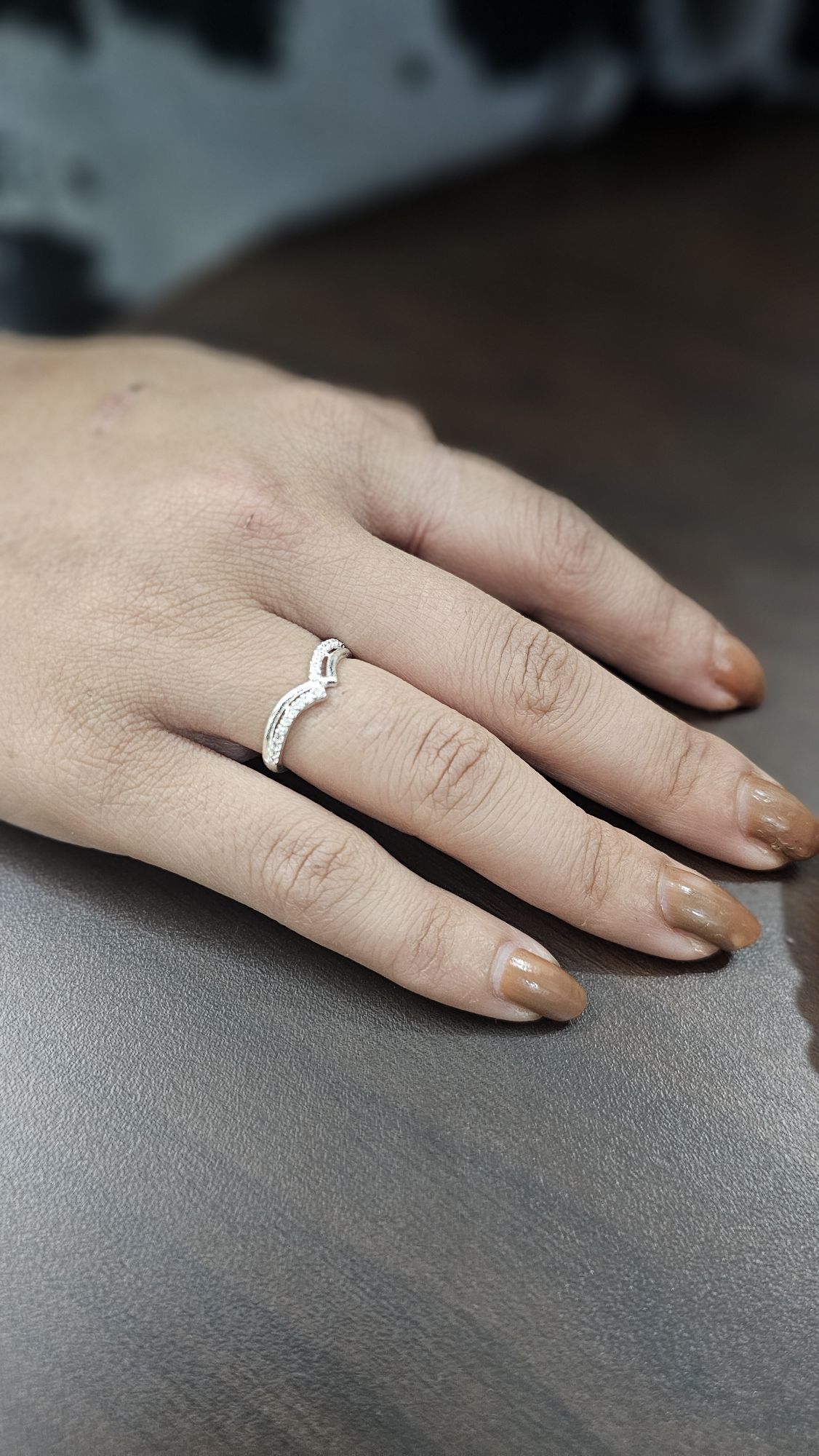 Pure Silver Zercon Diamond Ring