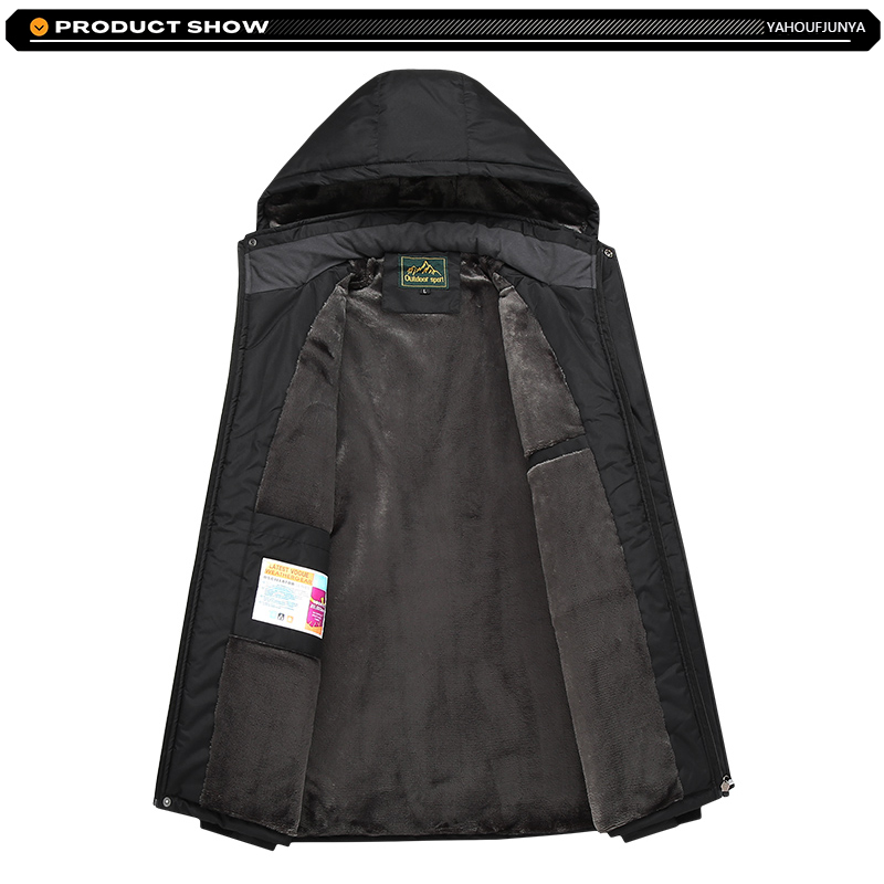 9XL 2025 Winter Men Windbreak Thick Fleece Warm Jacket Hiking Men Outdoor Camping Removable Hooded Comfortable Jacket Coat Male
