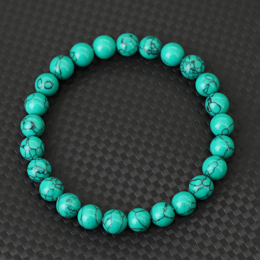 New Natural Stone Bracelet Men Women Handmade Blue Turquoises 4/6/8/10/12mm 5 Sizes Beads Braclet Charms Summer Accessories