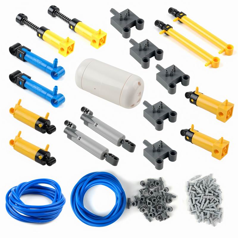 MOC Building Blocks Pneumatic Parts Barometer Pump Cylinder Push Rod Switch Hose Air Tank Compatible with Legoeds