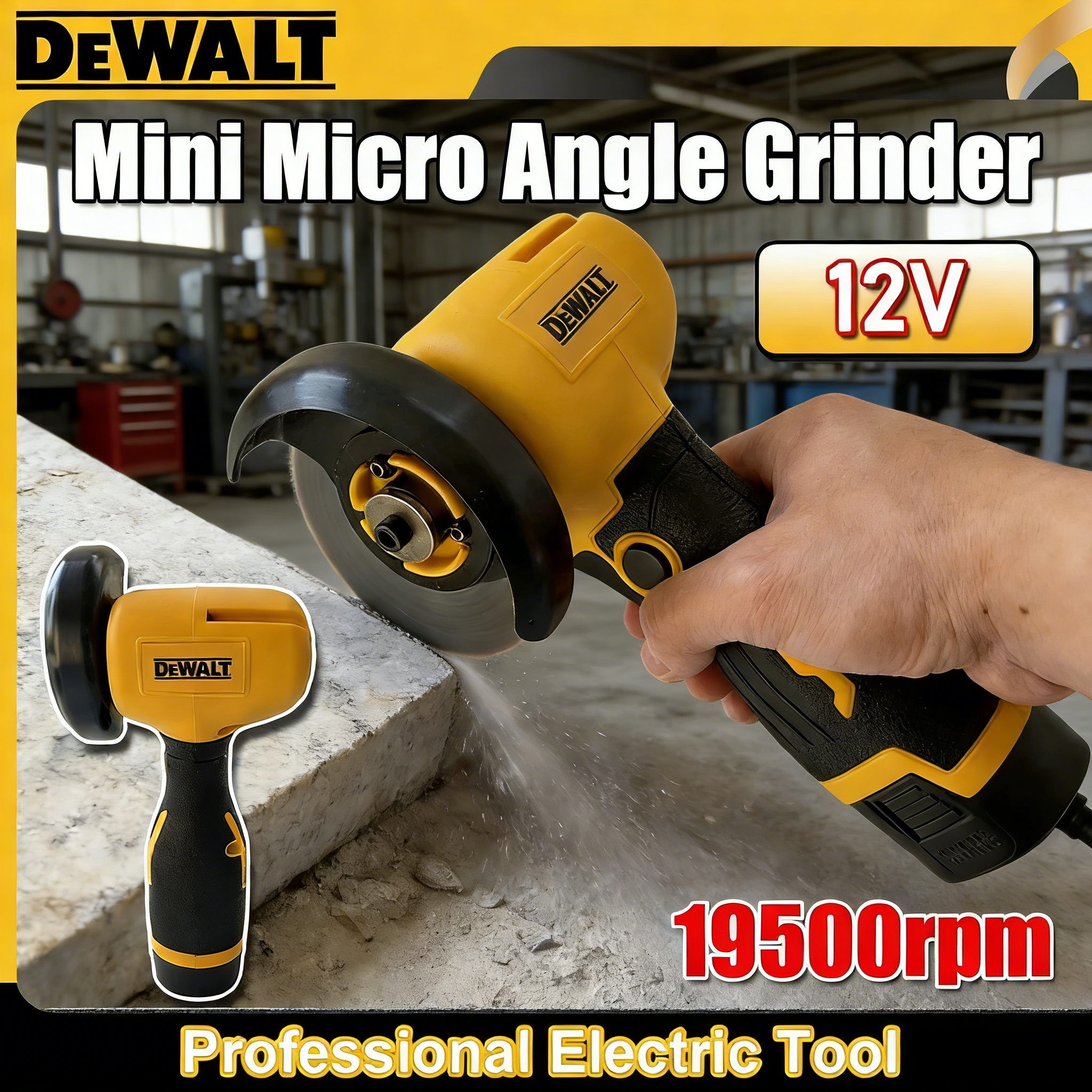 Dewalt 12V Brushless Mini Angle Grinder with Rechargeable Lithium Battery Cordless Polishing Machine Diamond Cutting For 12V