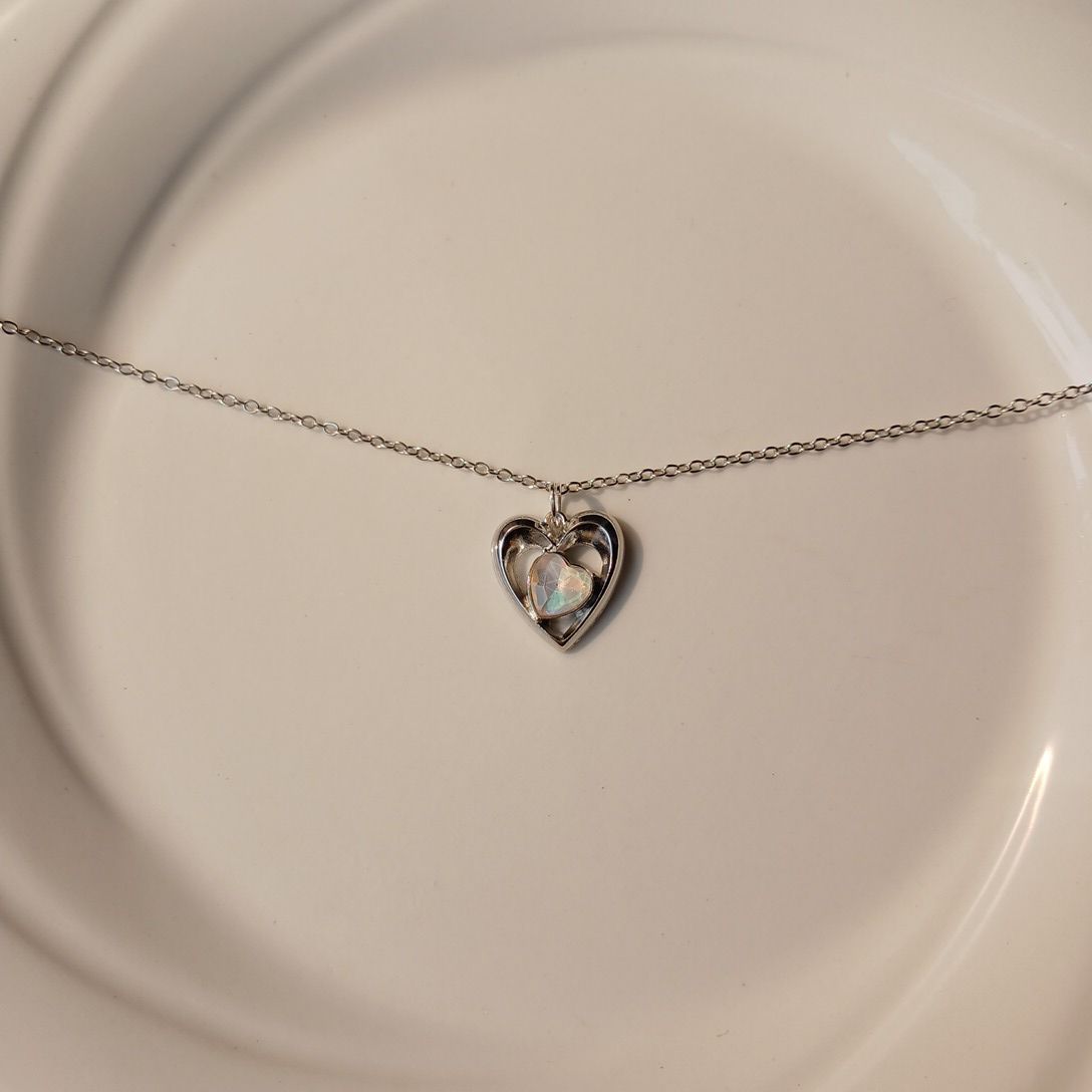 Moonstone Heart Shaped Chain Necklace For Women And Girls